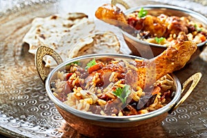 Traditional Arabic food bowls kabsa