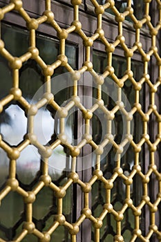 Traditional arabic hexagonal grills Topkapi palace in Istanbul