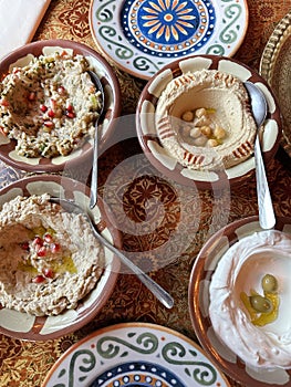 Traditional arabic oriental meze assortment