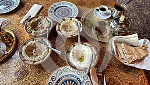 Traditional arabic oriental meze assortment