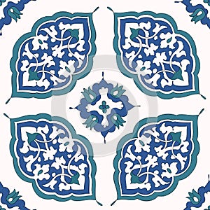 Traditional Arabic ornament seamless. Floral Ornamental pattern. Iznik .Vector. Background