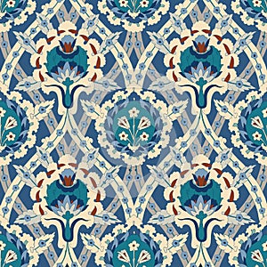 Traditional Arabic ornament seamless for your design. Desktop wallpaper. Background. Iznik.