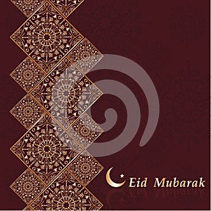 Traditional Arabic pattern with text Eid Mubark.