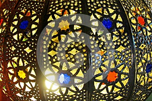 Traditional arabic style culorful lantern at night market