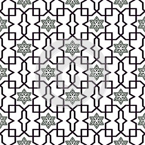 Traditional Arabic tangled pattern. Seamless vector background.