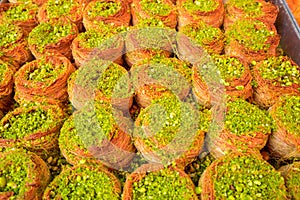 Traditional arabic and turkish sweets pastry dessert kadaif