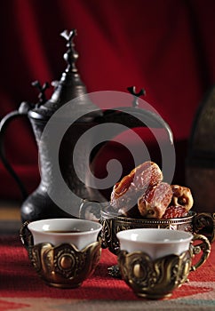 Traditional Arabic vintage coffee pot or Dallah.