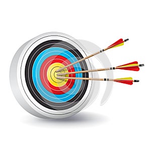 Traditional Archery Target with Arrows Illustration