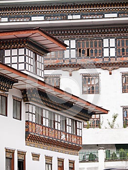 Traditional architecture of Bhutanese houses photo