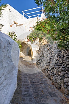 Traditional architecture in the chora of Patmos island, Dodecanese, Greece