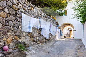 Traditional architecture in the chora of Patmos island, Dodecanese, Greece