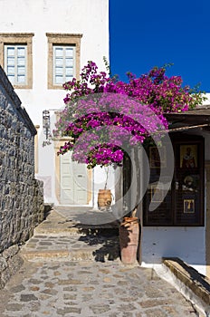 Traditional architecture in the chora of Patmos island, Dodecanese, Greece