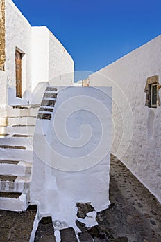 Traditional architecture in the chora of Patmos island, Dodecanese, Greece