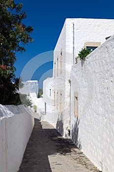 Traditional architecture in the chora of Patmos island, Dodecanese, Greece