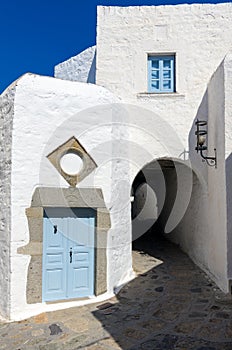 Traditional architecture in the chora of Patmos island, Dodecanese, Greece