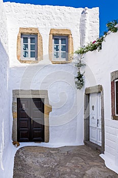 Traditional architecture in the chora of Patmos island, Dodecanese, Greece