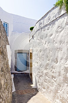 Traditional architecture in the chora of Patmos island, Dodecanese, Greece