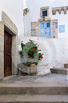 Traditional architecture in the chora of Patmos island, Dodecanese, Greece