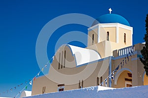 Architecture of the churches of the Oia City in Santorini Island