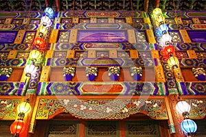 traditional architecture with colorful lantern
