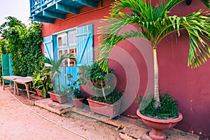 Traditional architecture at Goree island, Dakar, Senegal. West Africa