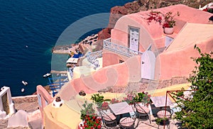 Traditional architecture of Oia village on Santorini island