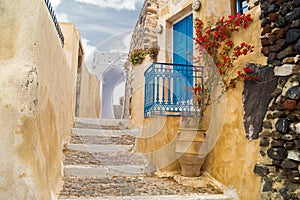 Traditional architecture of Oia village on Santorini island