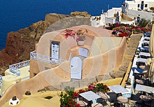 Traditional architecture of Oia village on Santorini island