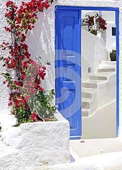 Traditional architecture of Oia village on Santorini island