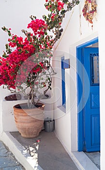 Traditional architecture of Oia village on Santorini island