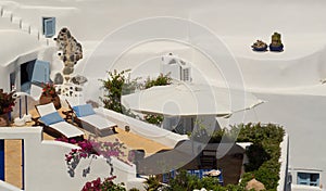 Traditional architecture of Oia village on Santorini island