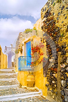 Traditional architecture of Oia village on Santorini island
