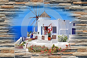 Traditional architecture of Oia village on Santorini island