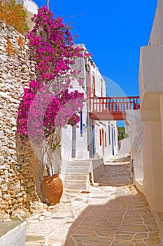 Traditional architecture of Oia village on Santorini island, Gre