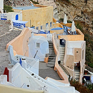 Traditional architecture in Oia village, Santorini island,Greece