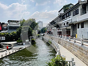 Traditional architectures and a river in Guangzhou