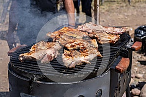 Traditional Argentine asado on the grill