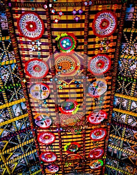 Traditional art craft colorful ceiling design room interior conception plafond, diseno techo, projeto deteton photo