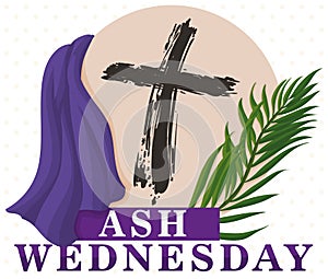 Traditional Ash Wednesday Elements to Commemorate this Holiday, Vector Illustration