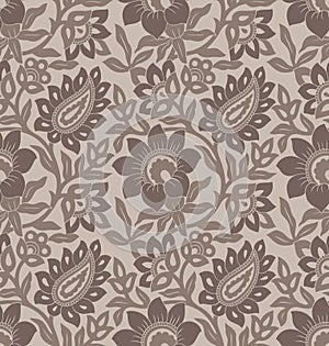Traditional Asian brown paisley pattern design