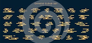 Traditional asian cloud set. Vector decorative set chinese and japanese style.