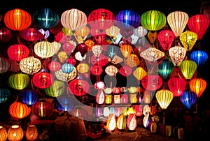 Traditional asian culorful lanterns on chinese market