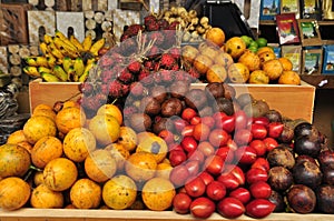 Traditional asian fruits at the market