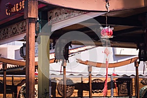 Traditional Asian lantern decoration hanging from a ceiling