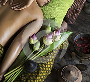 Traditional asian thai tropical massage spa treatment
