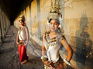 Traditional aspara dancers, Siem Reap, Cambodia.