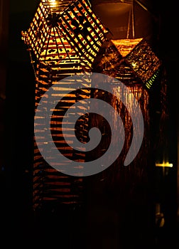 Traditional Atapattama Vesak lantern, Ocatagen shaped lantern symbolises eightfold path, Sri lankan vesak festival celebrations