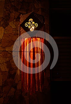 Traditional Atapattama Vesak lantern, Ocatagen shaped lantern symbolises eightfold path, Sri lankan vesak festival celebrations