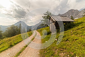 Traditional Austrian mountain village close to Hoher Dachstein, Neustattalm, Austria