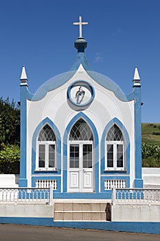 Traditional Azores catholic chapel in Santo Antao. Sao Jorge. Po
